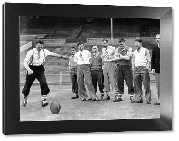 Halifax players visit Wembley ahead of their Rugby League cup final 1949