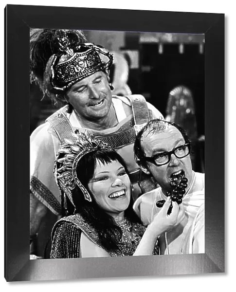 Eric Morecambe and Ernie Wise filming their Christmas TV special with Glenda Jackson