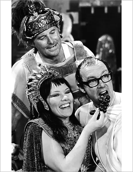 Eric Morecambe and Ernie Wise filming their Christmas TV special with Glenda Jackson