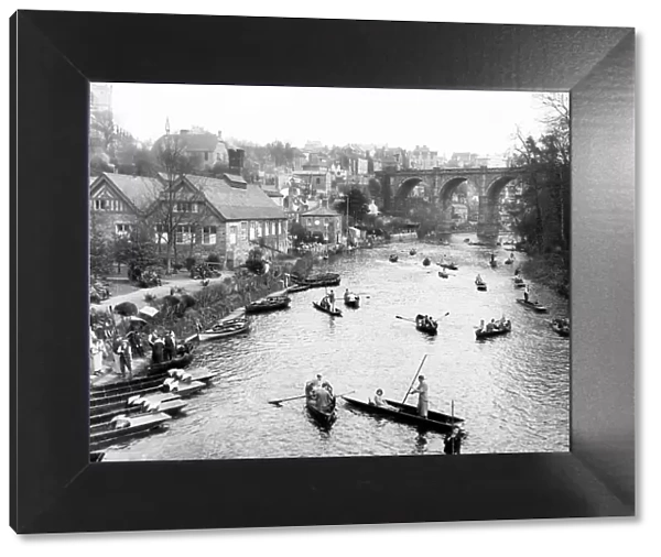 Boats on the River Nidd at Knaresborough, Yorkshire in 1935