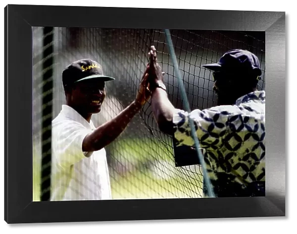 Two West Indian legends, Brian Lara and Viv Richards, in the Lord's nets in 1995