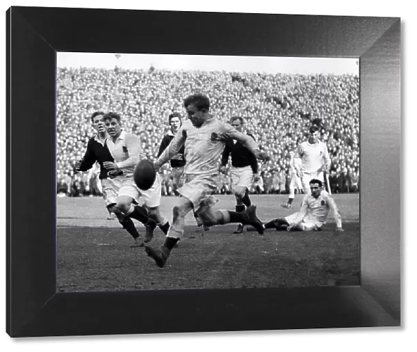 Micky Steele-Bodger in play during Scotland v England match at Murrayfield 1948