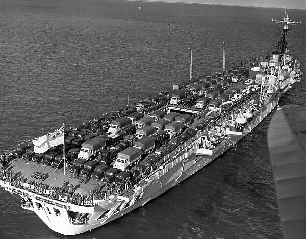 An aerial view of the HMS Theseus