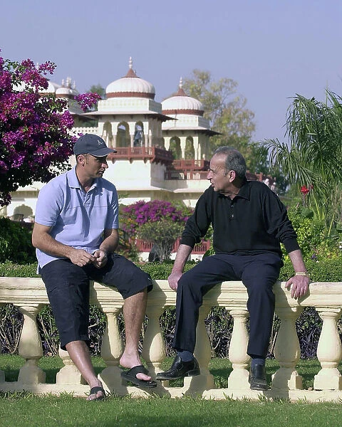 Cricketer Nasser Hussain with his father Jawad in Jaipur