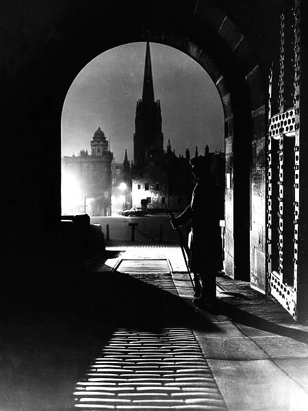 Edinburgh Castle sentry by moonlight