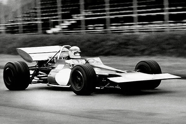 Jackie Stewart in his Tyrrell -Ford racing car at Oulton Park