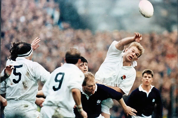 Scotland v England Five Nations Championship at Murrayfield 1992, Tim Rodber make his presence felt to win line out ball