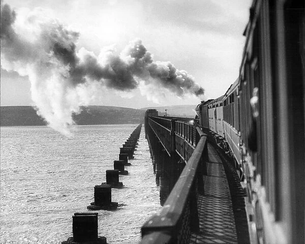 The Tay bridge seen from a train going south