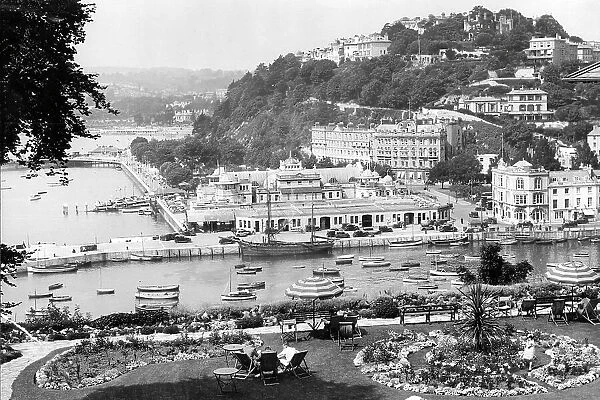 Torquay Inner Harbour with the Pavilion and Waldon Hill 1936
