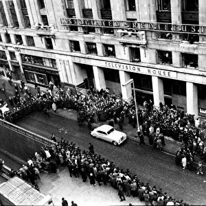 Aerial view of TheBeatlesarriving at Television House, Kingsway
