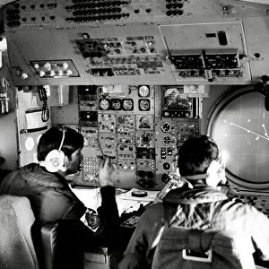 Interior of RAF Hawker-Siddeley Nimrod reconnaissance aircraft 1975