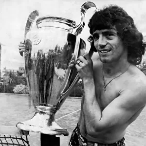 Kevin Keegan, Liverpool footballer with the European cup at his hotel in Rome
