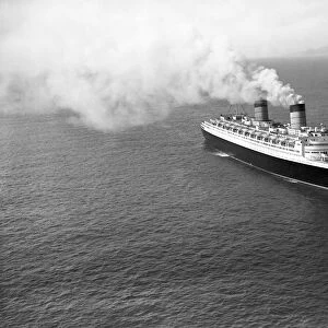 The Queen Elizabeth ocean liner at sea