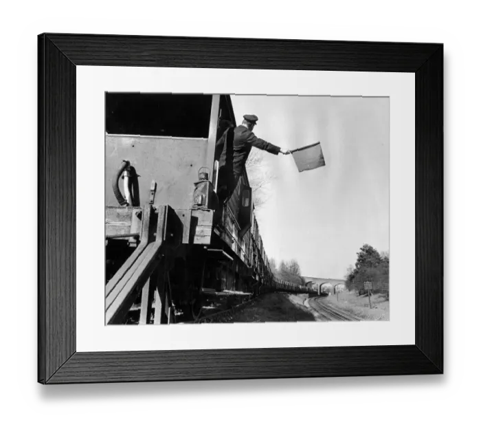 Framed Print : Train guard signals all clear Framed Print : Train guard signals all clear