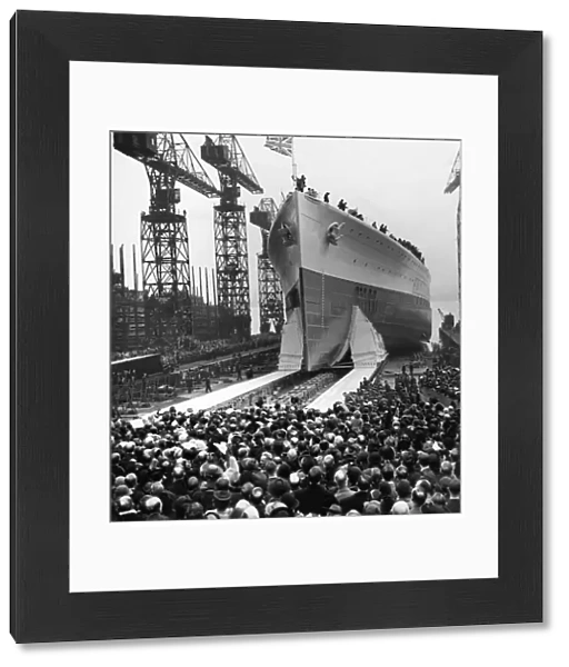 The launch of Royal Navy battleship HMS Prince of Wales at the C