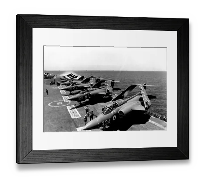 Framed Print : Planes lined up on the deck of RN aircraft carrier HMS Hermes