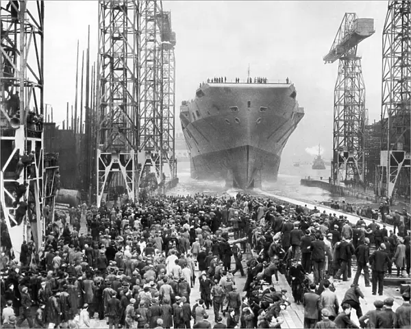 The launch of HMS Eagle aircraft carrier