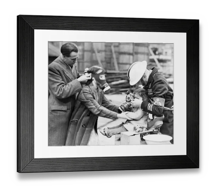 Framed Print : Fitting gas masks Framed Print : Fitting gas masks