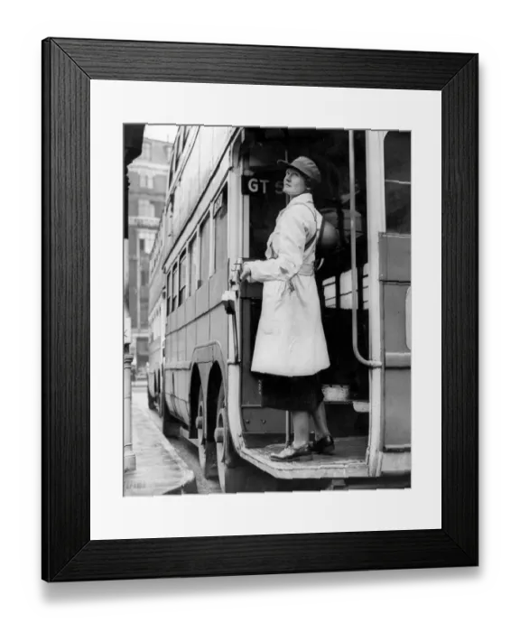 Framed Print : Woman bus conductor in wartime Framed Print : Woman bus conductor in wartime