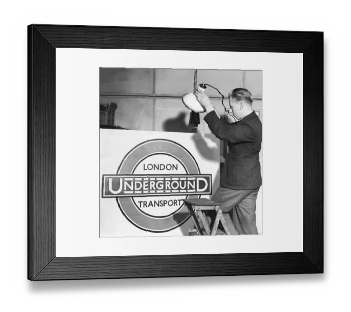Framed Print : Changing underground sign lighting Framed Print : Changing underground sign lighting