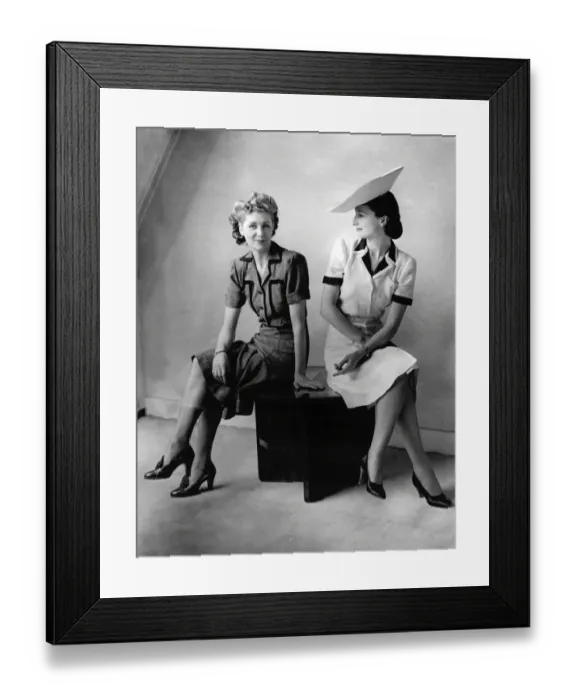 Framed Print : Two models wearing Utility dresses Framed Print : Two models wearing Utility dresses