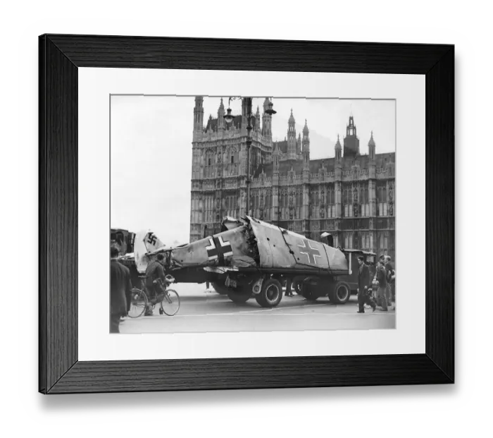 Framed Print : German plane wreckage being removed