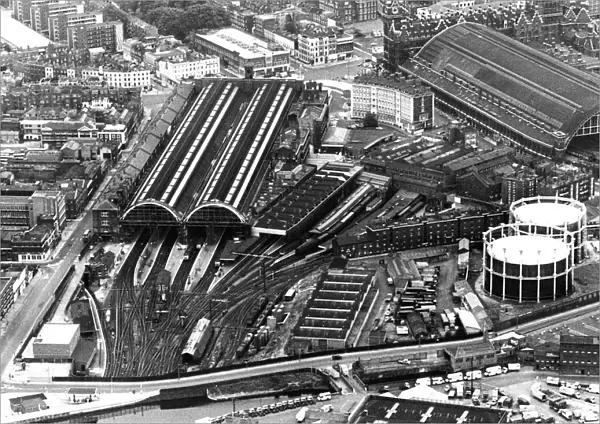 Aerial view of Kings Cross Railway Station in London