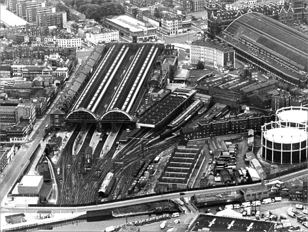 Aerial view of Kings Cross Railway Station in London