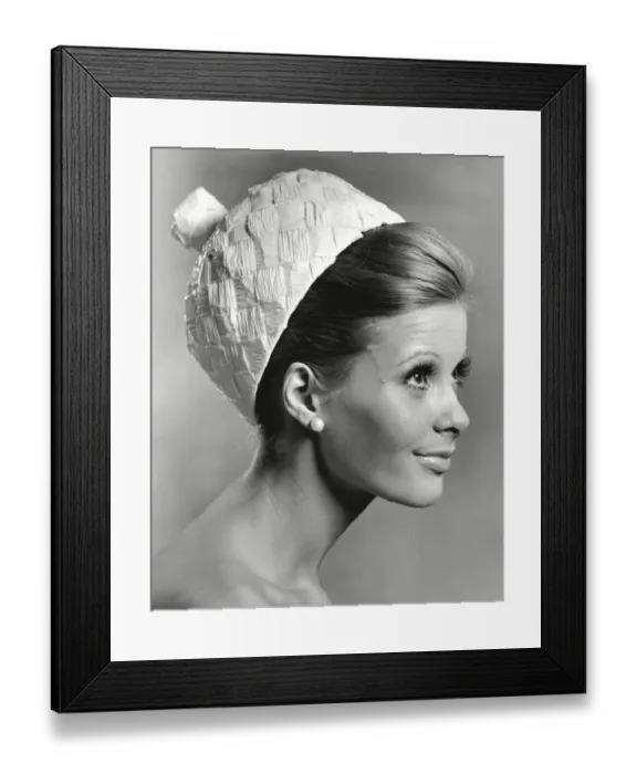 Framed Print : White straw beanie hat Framed Print : White straw beanie hat