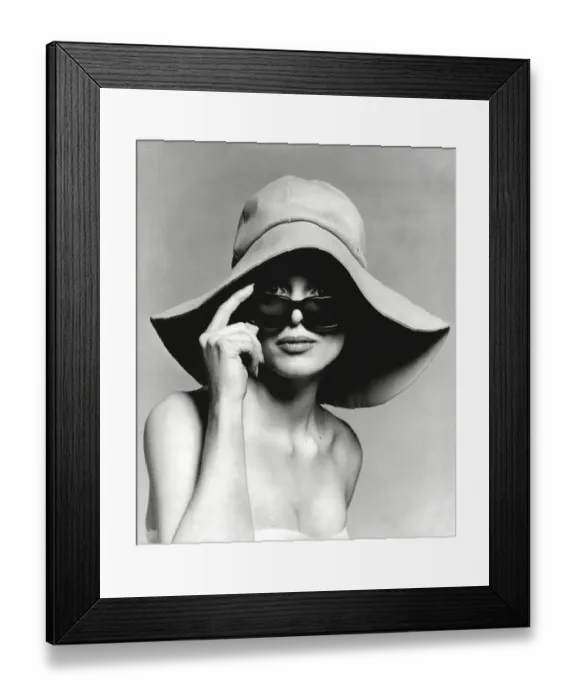 Framed Print : Model wearing floppy hat and sunglasses Framed Print : Model wearing floppy hat and sunglasses