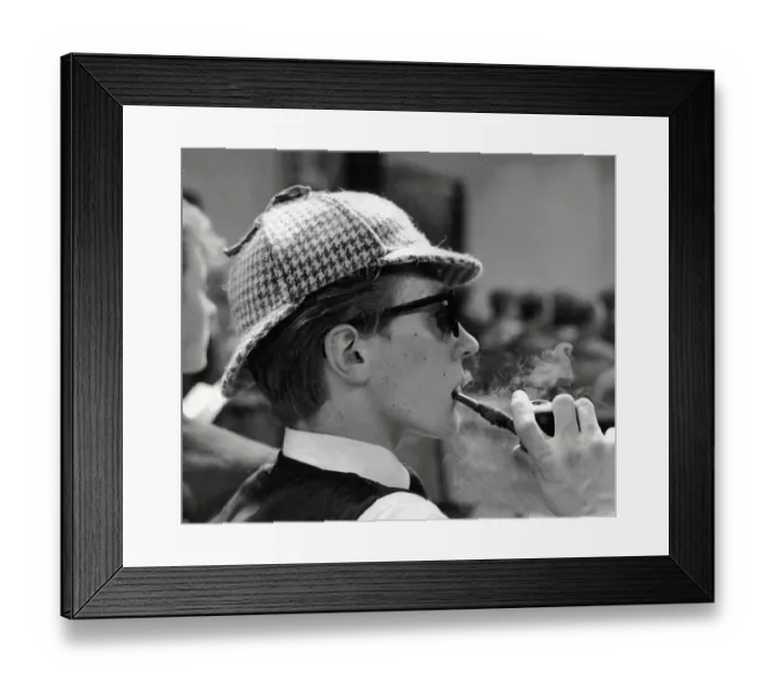 Framed Print : Young man wearing deerstalker hat Framed Print : Young man wearing deerstalker hat