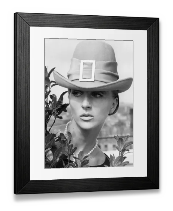 Framed Print : 1960s Hat model Nikki Ross