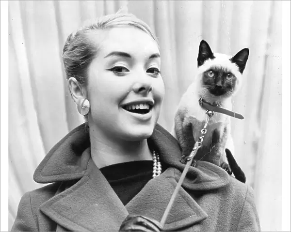 Fifties model with a cat