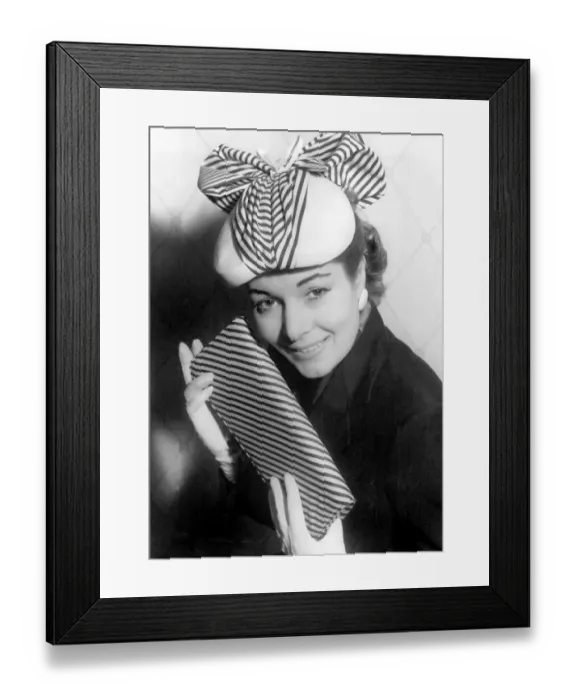 Framed Print : Fifties striped hat and matching bag Framed Print : Fifties striped hat and matching bag