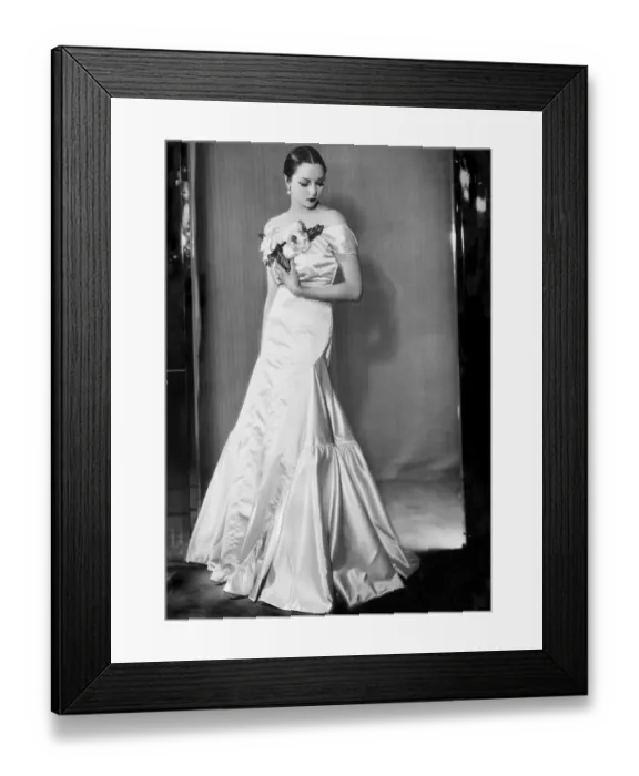 Framed Print : Model wearing silk evening gown Framed Print : Model wearing silk evening gown