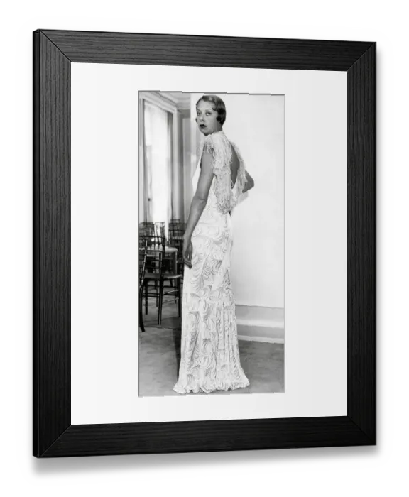 Framed Print : Model wearing embossed velvet evening dress 1932 Framed Print : Model wearing embossed velvet evening dress 1932