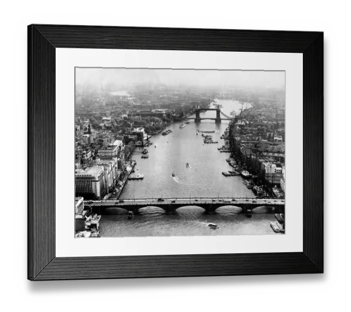 Framed Print : Aerial view of London showing the Pool of London and Tower Bridge Framed Print : Aerial view of London showing the Pool of London and Tower Bridge
