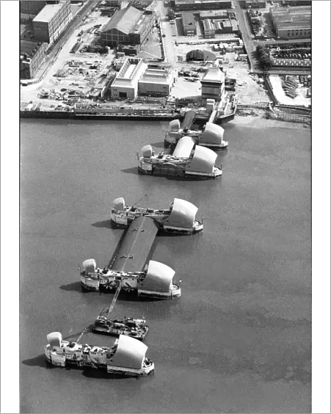 Aerial view of the Thames flood barrier