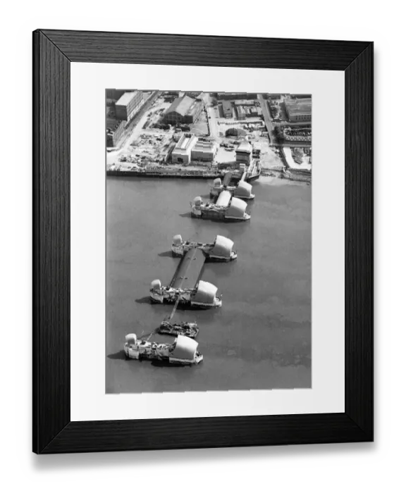 Framed Print : Aerial view of the Thames flood barrier Framed Print : Aerial view of the Thames flood barrier