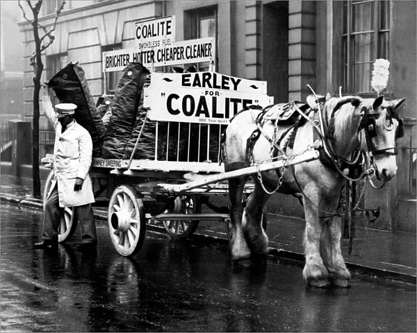 White coal cart in London