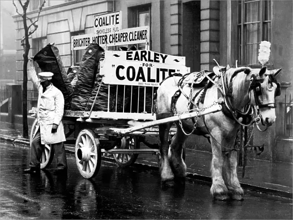 White coal cart in London