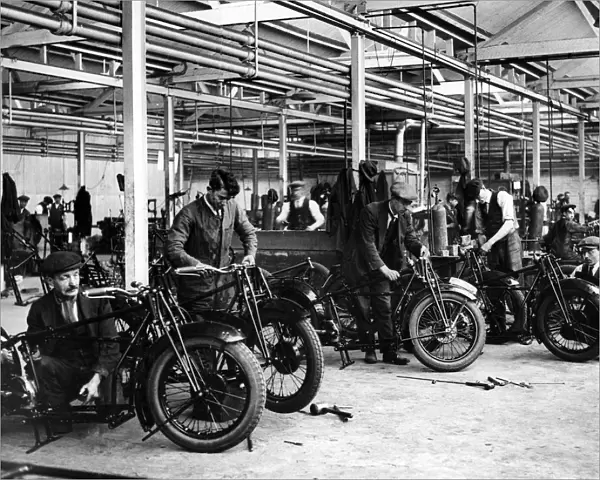Douglas Motor Cycle works, Bristol. Frame assembly shop