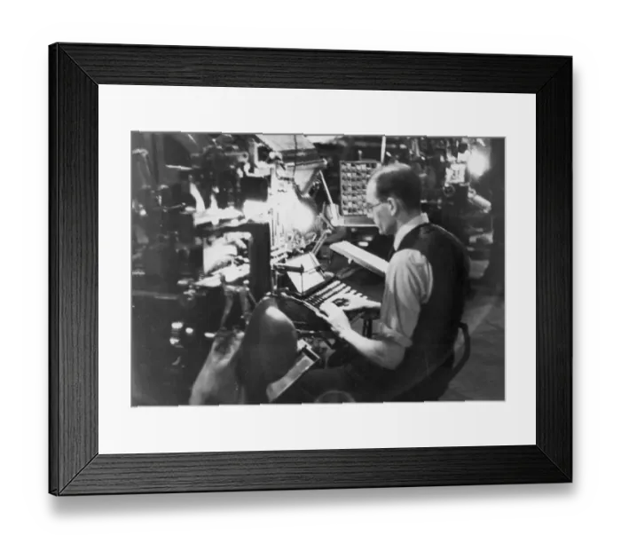 Framed Print : A linotype operator Framed Print : A linotype operator