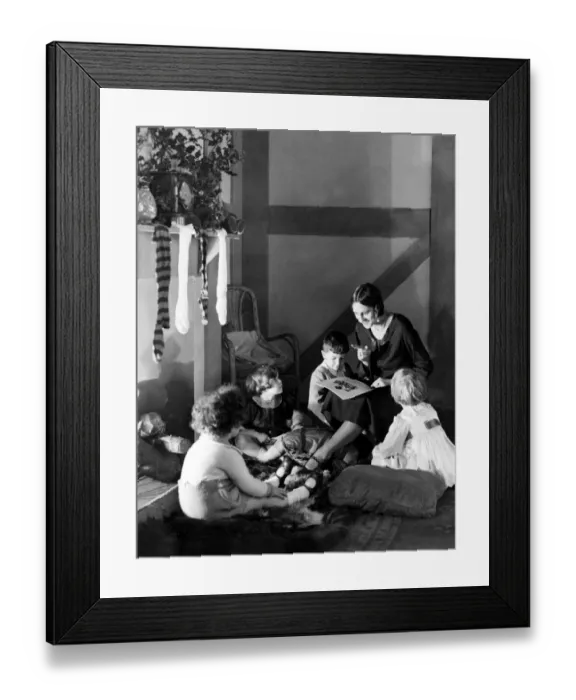 Framed Print : Christmas story time 1925