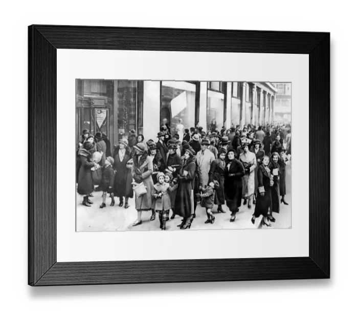 Framed Print : Christmas shoppers in 1934
