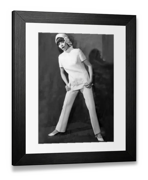 Framed Print : White trouser suit 1969 Framed Print : White trouser suit 1969