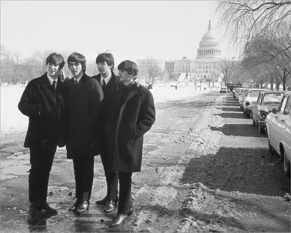 The Beatles seeing the sights of Washington (l-r) John Lennon, G