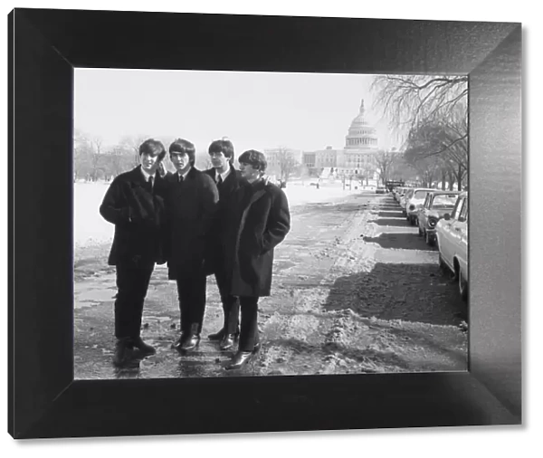 The Beatles seeing the sights of Washington (l-r) John Lennon, G