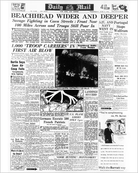 D-Day Front Page of Daily Mail 7 June 1944