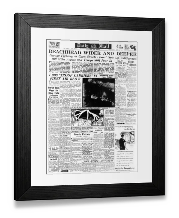 Framed Print : D-Day Front Page of Daily Mail 7 June 1944 Framed Print : D-Day Front Page of Daily Mail 7 June 1944